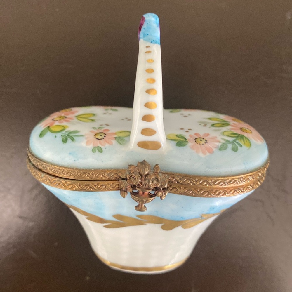 Limoges basket with floral and gold detail